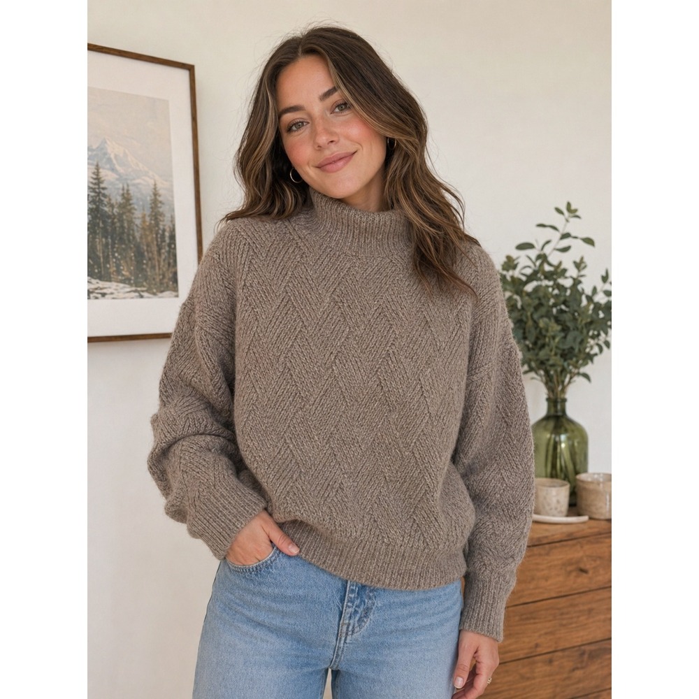 Irish Wool Alpaca Turtleneck Sweater XL‎ Shamrock Chunky Knit Cozy Oversized